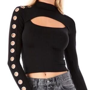 EMMA & SAME Black Mock Neck Long Sleeve - Size‎ S